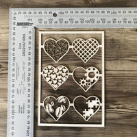 Eclectic Hearts set of 6 Chipboard